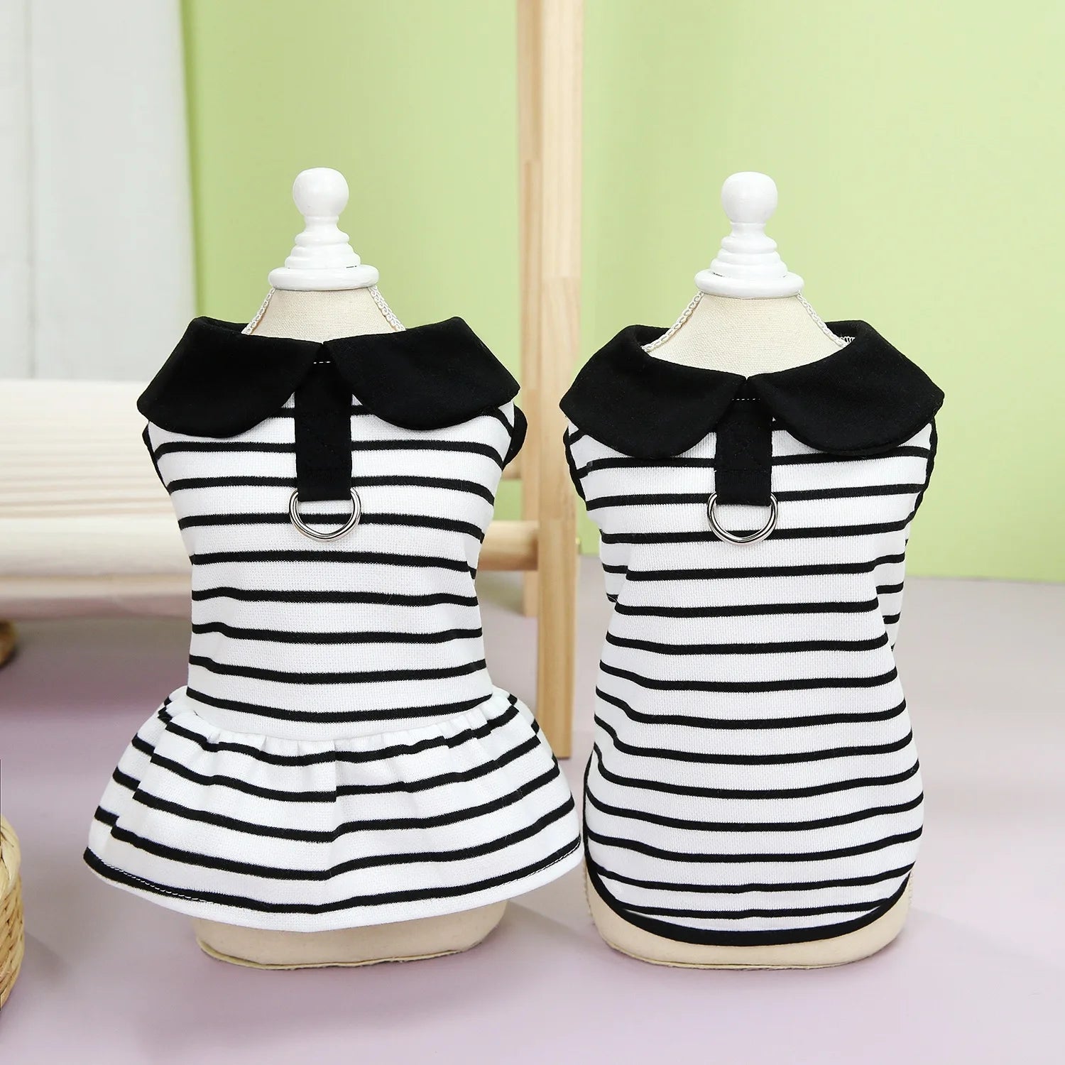 Pet Striped Spring T-Shirt & Dress Set